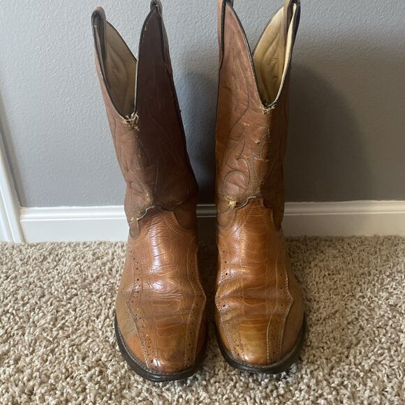 Vtg Laredo Brown Nico Leather Western Style Boots Men\'s Size 10EE Distressed USA main image 15